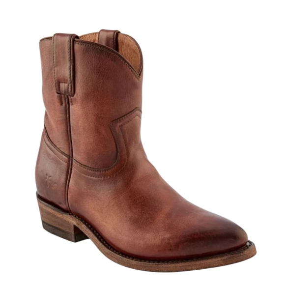 Frye Billy Short Leather Western Booties - Picture 1 of 10